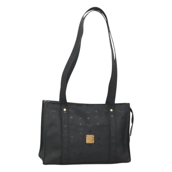 MCM Vicetos Logogram Shoulder Bag PVC Black Gold Auth - Picture 1 of 15